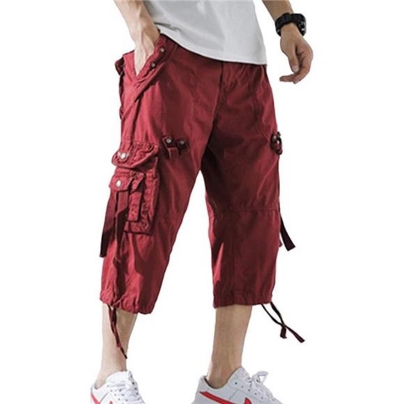 Men's Cargo Shorts 3/4 Relaxed Fit Below Knee Capri Cargo Pants